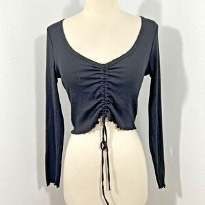 HM Crop‎ Top Womens S Black Draped Minimalist Preppy Y2K
